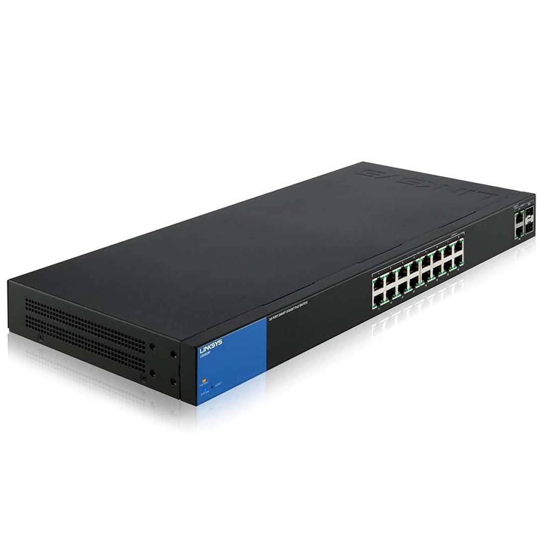 Linksys Business LGS318P 16-Port Gigabit PoE+ (125W) Smart Managed Switch + 2x Gigabit SFPRJ45 Combo Ports